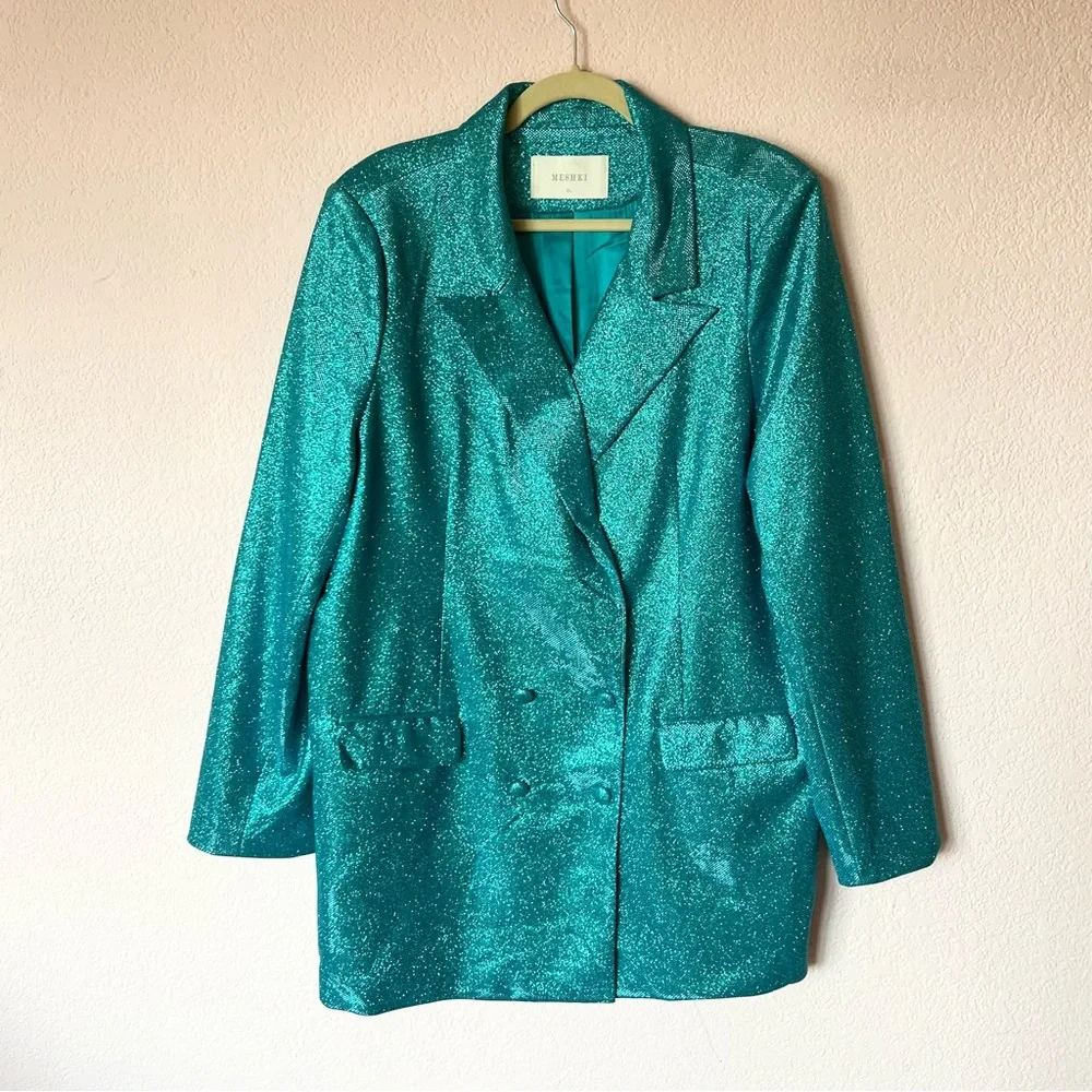 Meshki glitter oversized blazer mini dress